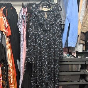 Lane Bryant Black Floral Long Sleeve Plus Size Dress
